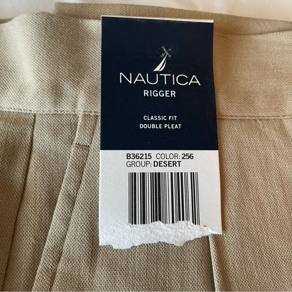NWT Nautica Mens Tan Silk Linen Blend Shorts Size 33 (waist measures 16" across) - Picture 4 of 8